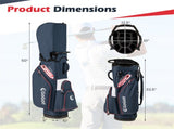 14-Way Golf Cart Bag - 6 Zippered PocketsCooler Pocket, Waterproof Zippers, Navy Red 03534336