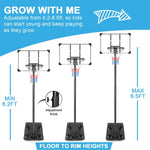 ZUN Portable Basketball Hoop & Goal Basketball Stand Height Adjustable 6.2-8.5ft with 35.4Inch 27592216