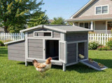 Outdoor Gray Free-Range Wooden Chicken Coop with Asphalt Roof, Pull-Out Tray, Nesting Box with Easy W773P461967