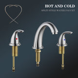 Brushed Nickel Widespread Bathroom Faucet, Waterfall Bathroom Faucets for Sink 3 Hole, 2-Handles 73387013