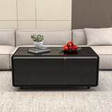 ZUN Modern Smart Coffee Table with Built-in Fridge, Wireless Charging, Power Socket, USB Interface, W1172125505