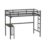 ZUN Twin Metal Loft Bed with Desk, Ladder and Guardrails,bookdesk under bed , Black 93749335