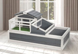 3-Room Tortoise House Habitat with Turf Balcony & 2 Stories, Indoor/Outdoor Wooden Tortoise W2831P241979