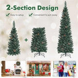 5FT Green Artificial Christmas Tree - 214 Lush Tips, 25 Realistic Pine Cones, Foldable Metal Stand 97114349