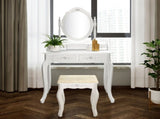Modern Concise 4-Drawer 360-Degree Rotation Removable Mirror Dresser White 32759839 20407644