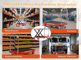 Hydraulic Lift Table Cart,500lbs Load Capacity 28.5Inch Lifting Height, Single Scissor Lift Table W2680P272806