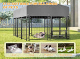 Dog Kennel Outdoor with Roof, 4.23'x5.82'x4.83' Welded Wire Enclosure, Heavy Duty Dog Crate with W2505P380965