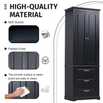 ZUN Tall Storage Cabinet with Three Drawers for Bathroom/Office, Black WF299282AAB