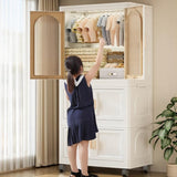 ZUN 25.59" Side Wide Folding Wardrobe , 25.59"×15.75"×57.09", with Magnetic Door, Plastic Storage 48599802