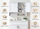 Bathroom Wall Cabinet with Vertical-Slatted MDF Doors and Painted Finish 22.13*5.12*23.03in White 34148523