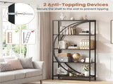 5-Tier Half-Moon Geometric Bookshelf Industrial Open Bookcase with Anti-Tipping Device 56997935