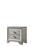 Contemporary 1pc Light Gray Brown Finish 2 Storage Drawer Nightstand End Table Mirrored Accents ESFCRMB7200-2