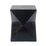 ZUN 14.25" Black Concrete Side Table with Rustic Hand-Carved Texture and Unique Symmetric Form – N767P192096B