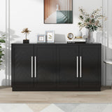 TREXM Sideboard with 4 Doors Large Storage Space Buffet Cabinet with Adjustable Shelves and Silver N715P192557B