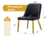 4 modern dining chairs, sleek PU leather backrest, and gold metal legs bring a comfortable home W1512P510471