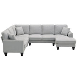 ZUN [New] 108*85.5" Modern U Shape Sectional Sofa, 7 Seat Fabric Sectional Sofa Set 02114155