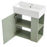 ZUN [Video] 21.6 inch Modern Floating Bathroom Vanity with Ceramic Basin - Perfect for Small Bathrooms, N729P170388F