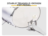 14"x10" 5-Pieces Junior Kids Drum Set Kit Pedal Drum Stick Wrench Drum Stool Silver 96527126