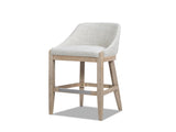 Newport 30.5" Coastal Curved Back Upholstered Barstool, Two-Tone Neutral Gray Polyester Wool Blend B2719P391775