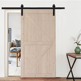 ZUN 42 in. x 84 in. Unfinished Sliding Barn Door with 7FT Barn Door Hardware Kit & Handle ,K Frame,Solid 01587012