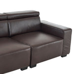 ZUN 221*96*83cm Retro PU 26cm Fully Detachable Armrests Two Seats With Side Pockets Full Pull Points 20824592