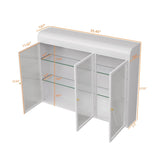 ZUN 3 Door Arched Wall Mounted Glass Cabinets for Kitchen, Living Room and Bathroom W757P221502