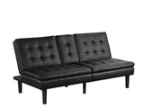 Contemporary Style Futon Sofa Bed Black Finish Built In USB Chargers Biscuit Tufting Seat And B2741P363840