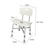 Medical Bathroom Safety Shower Tub Heavy Duty Aluminium Alloy Bath Chair Bench with Back White 77592932