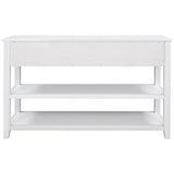 ZUN Retro Design Console Table with Two Open Shelves, Pine Solid Wood Frame and Legs for Living Room 32671692