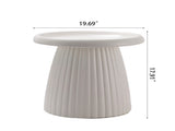 White Magnesium Oxide Fluted Pedestal Side Table 19.69" Diameter Round Accent Table W5351P486732