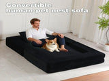 Compression Human Dog Sofa Bed for Adult & Pets,Modern Floor Couch With Pillow for Living Room 51304320