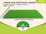 Artificial Grass Turf -3.3FTx32.3FT 0.8"Indoor/Outdoor Synthetic Fake Grass,for Garden yard 00957123