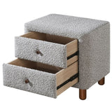 Grey Boucle 2-Drawer Upholstered Nightstand B062P209004