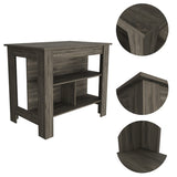 Cala Kitchen Island, Four Legs, Three Shelves -Dark Brown B07091834