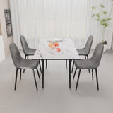 47"-63" extendable MDF modern dining and chair set, suitable for 2-6 people, white dining 43721840