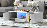 U-Can Modern High Glossy Rectangle Coffee Table, Stylish Center Table with Storage Space, Accent N724P294656K