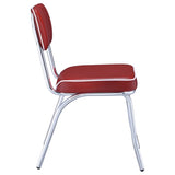 Red and Chrome Upholstered Side Chairs B062P145655