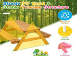 3-in-1 Kids Picnic Table with Adjustable Umbrella, Fir Wood Outdoor Activity Table Set with 95036669