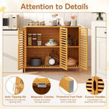 39.5"x14"x31.5" Natural Bamboo Bathroom Cabinet - 3-Door Design Multiple Shelves, Ample Storage 77835733