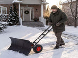 36" x 18" H-Shaped Handle Manual Snow Pusher Black Snow Blade, Black Shaft, Red Wheel Hubs, Iron 20601312