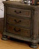 Traditional Rustic Natural Finish Solid wood 1pc Nightstand Bronze Hanging Pull Bedroom Bedside B011P233657
