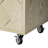 K&K 51.2"W Ash Veneer Solid Wood Handwoven Island with Drop Leaf, Coastal N707P207916X