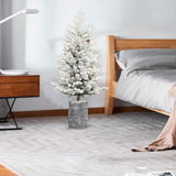 Artificial 4.5ft decorated flocking basin tree with 720 PE/PVC Mixed Branch Tips, Pine cone *19, 62960434