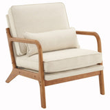 Oak Armrest Oak Upholstered Single Lounge Chair Indoor Lounge Chair Off-White 92676491