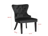 Erica 2 Piece Wood Legs Dinning Chair Finish with Velvet Fabric in Black 808857928108