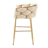 28'' Modern Counter Stools Set of 2,Beige Counter Stools with iron Frame,Soft back and N780P199861W