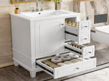 24" Bathroom Vanity with Sink and Drawers, White Freestanding Vanity Cabinet with Ceramic Top and 00086938