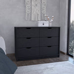 ZUN Basilea 4 Drawers Double Dresser with 2 pull down Cabinets Black B070P214577