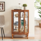 2 Doors Curio Cabinet with Tempered Glass Doors, Curio Cabinets with Mirrored Back Panel and W2275P177197