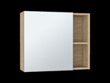 Medicine Single Door Cabinet 19" H With Mirror, Five Interior Shelves, Light Oak B097132885